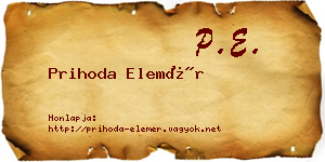 Prihoda Elemér névjegykártya