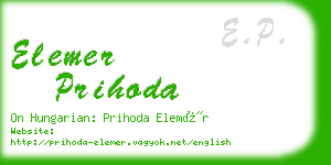 elemer prihoda business card